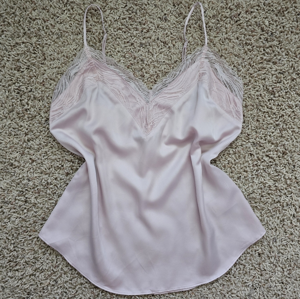 Women's Express Elegant Pink Lace Trim Camisole - Small